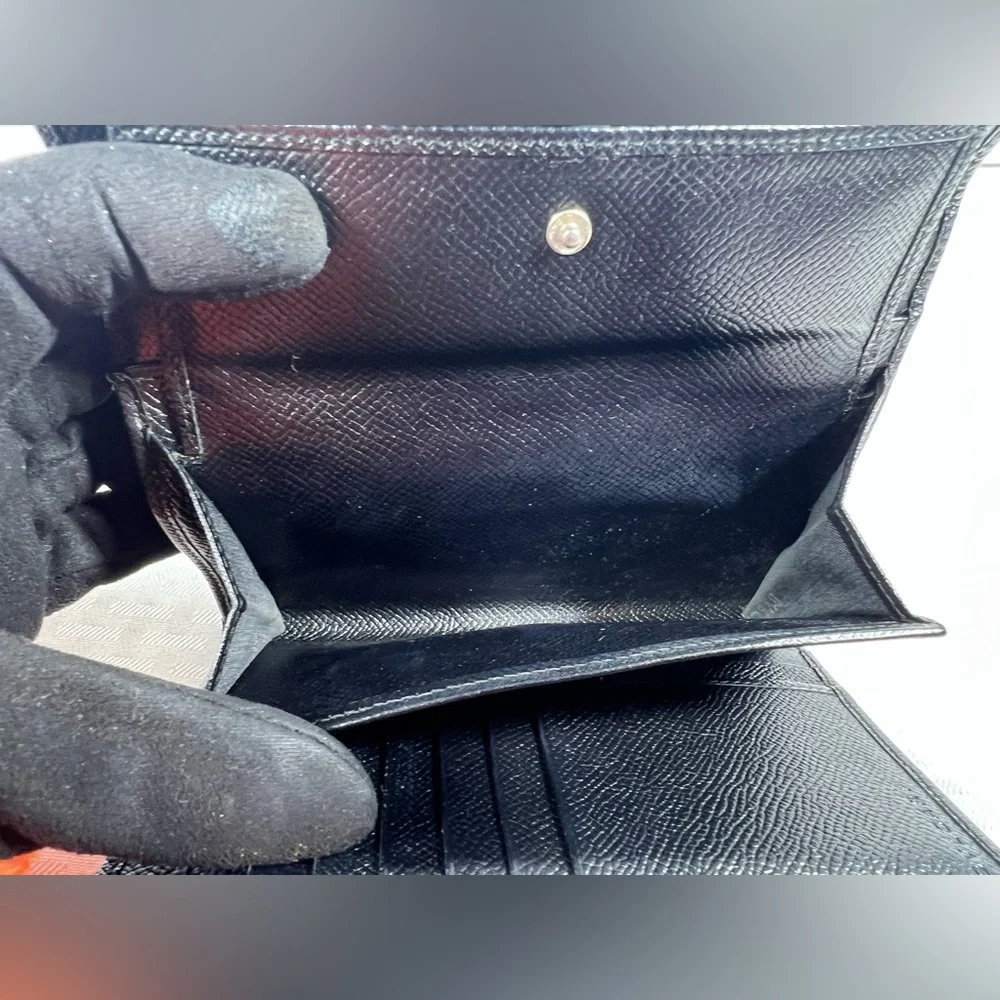 Bvlgari Grain Leather Continental Wallet Black Logo Snap
